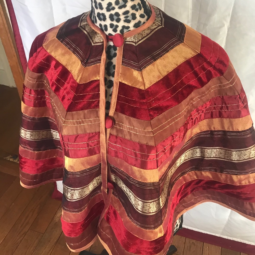 Art to Wear Patchwork quilted tree skirt / costume cape /intricate boho luxe top